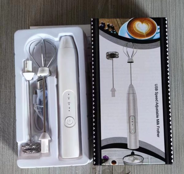 2 in 1 Electric Milk Frother Whisk Egg Beater USB Rechargeable Coffee Blender