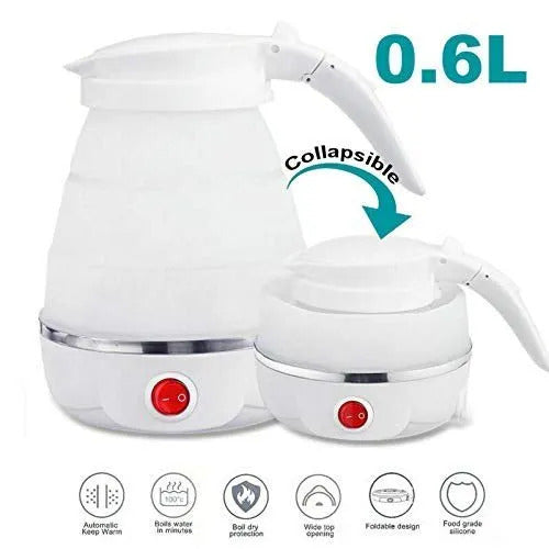 Fast Water Boiling 600 Ml Portable Kettle Travel Kettle Foods Boils Quickly Silicone Small Collapsible Foldable Electric Sports Bottle