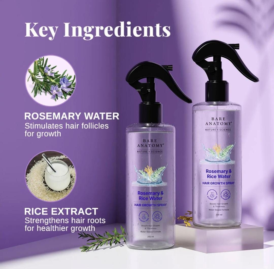 Bare Anatomy Rosemary And Rice Water Hair Growth Spray
