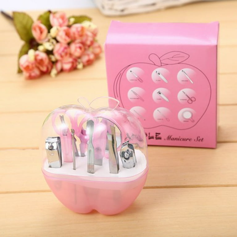 8 Pcs Apple Manicure Set ABS Plastic Mani Pedi Kit