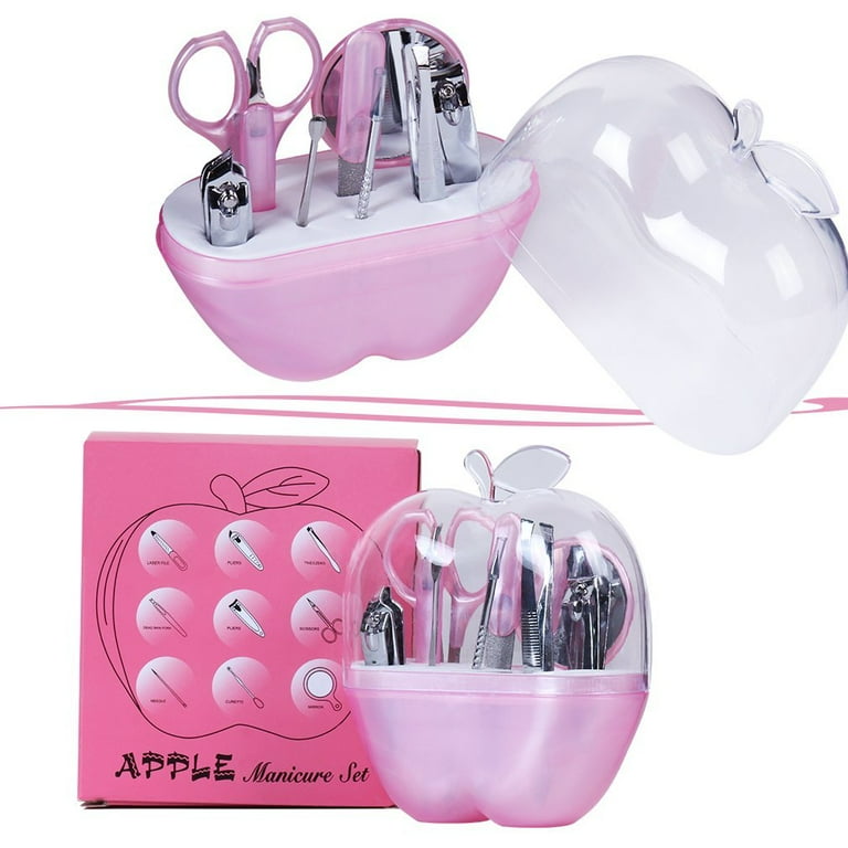 8 Pcs Apple Manicure Set ABS Plastic Mani Pedi Kit
