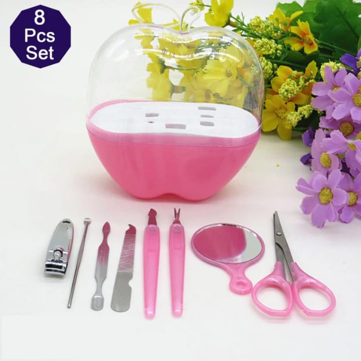 8 Pcs Apple Manicure Set ABS Plastic Mani Pedi Kit