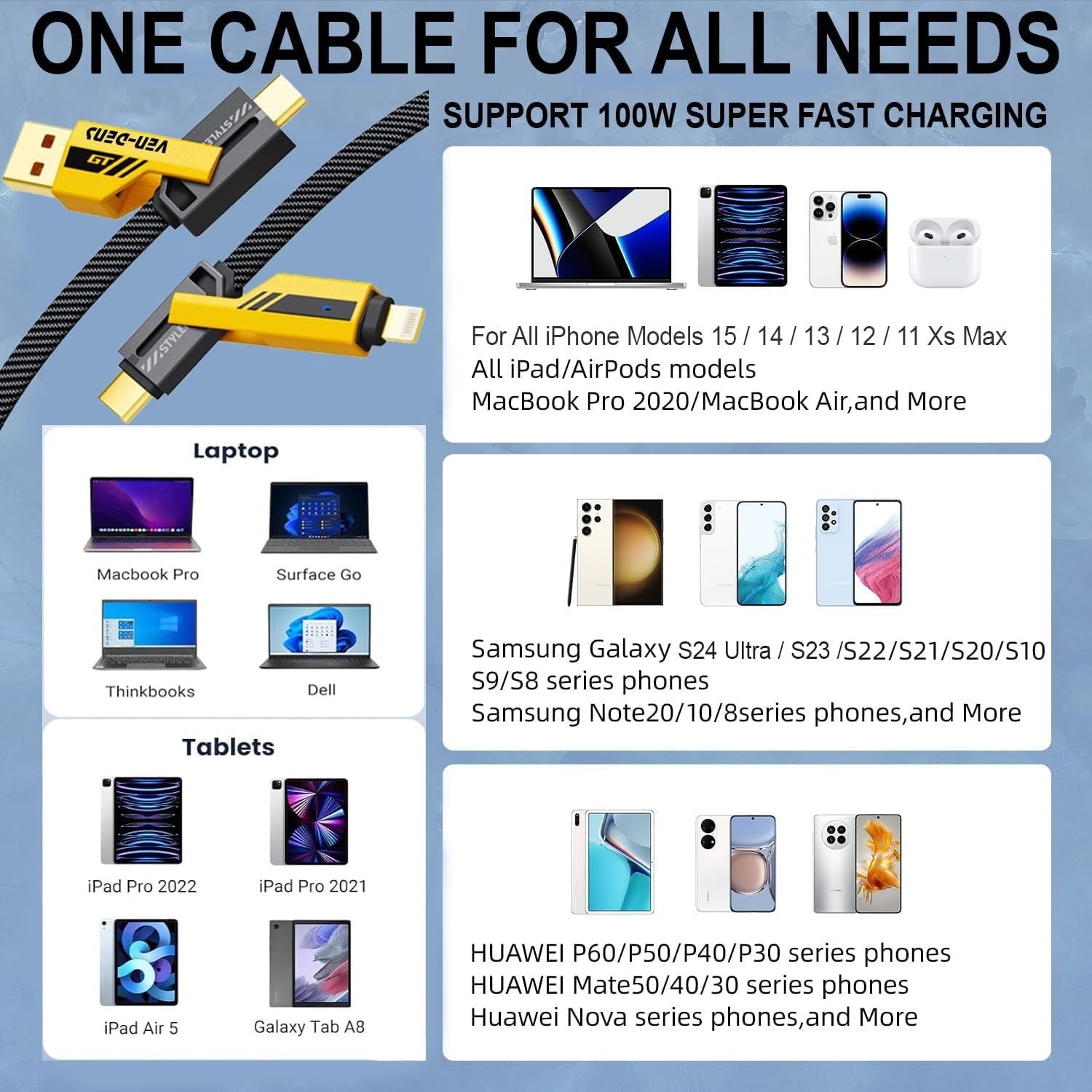 4 in 1 mobile charging cable